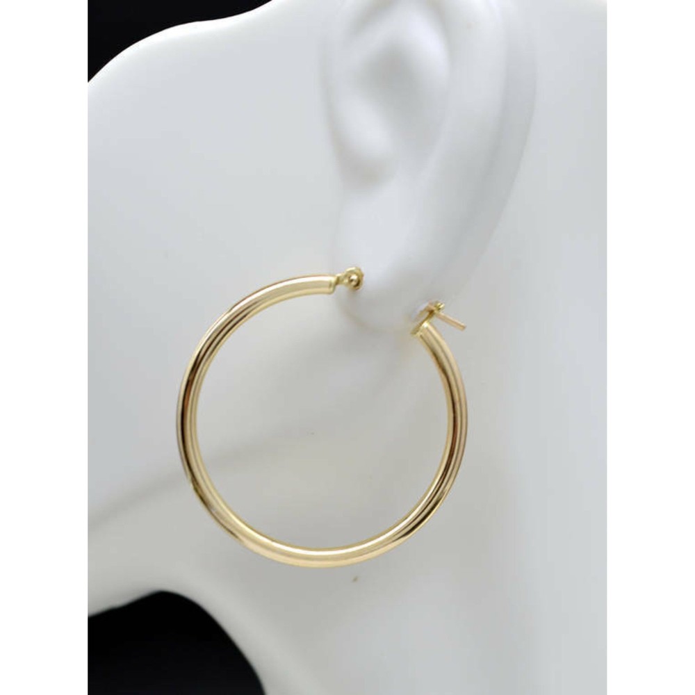 10k Solid Yellow Gold Large Plain Round hoop Earrings
